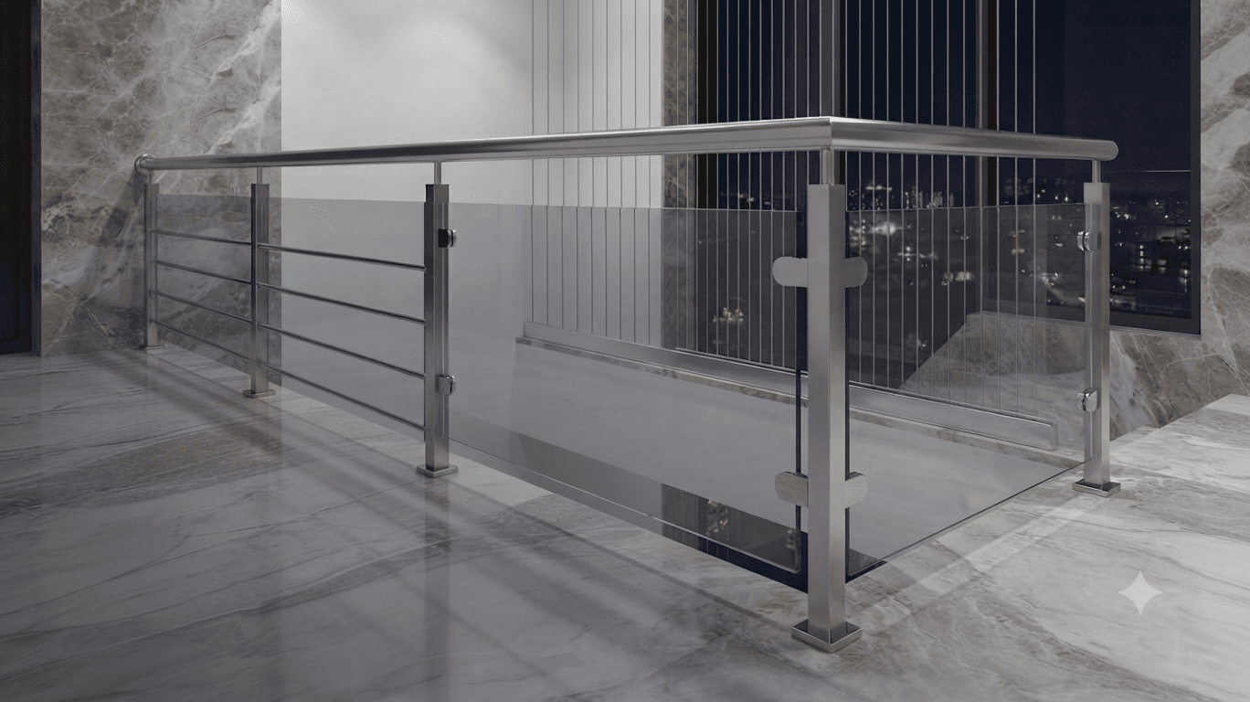 Vertical 304 SS pipe balcony safety railing