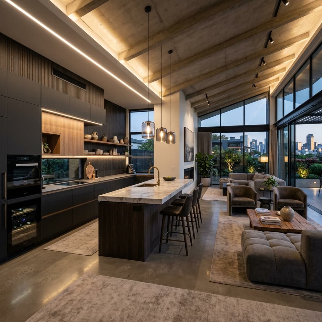 Modern luxury furniture and modular kitchen interior