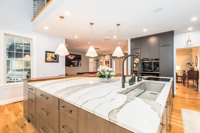 Luxury kitchen interior lighting and modern ceiling design